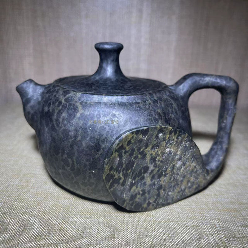 安化冰碛岩天然石头养生壶日式复古功夫茶具纯手工精致豹纹随型壶
