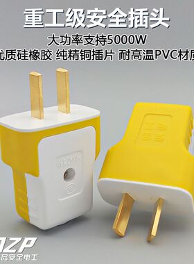 大功率纯铜可转动插头防摔防漏电16a两脚插头家用电源插头二脚