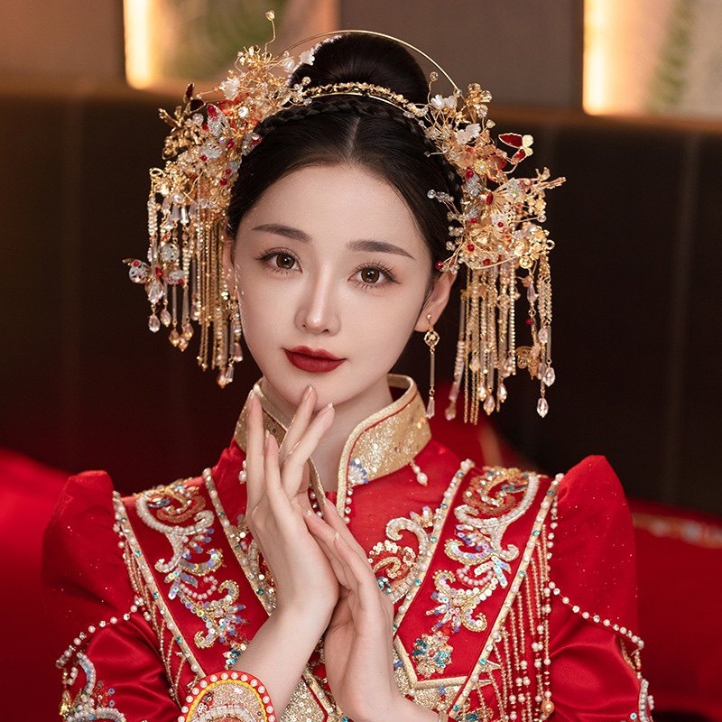 玉石合金古装汉服结婚新娘发饰