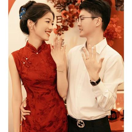 红色敬酒服新娘新中式旗袍小个子订婚礼服连衣裙显白平时可穿晨袍