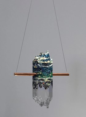 家居接待大厅轻奢现代风树脂材质水绘金属杆山吊饰品玄关庭院两边