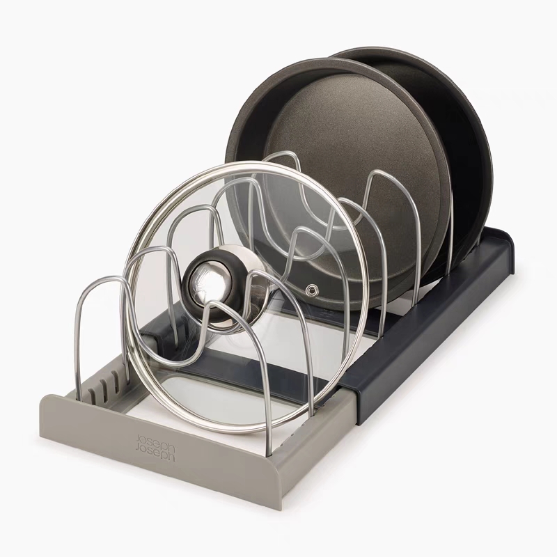 跨境厨具锅具抽屉收纳架厨房置物架锅盖整理神器伸缩可调节烤盘架