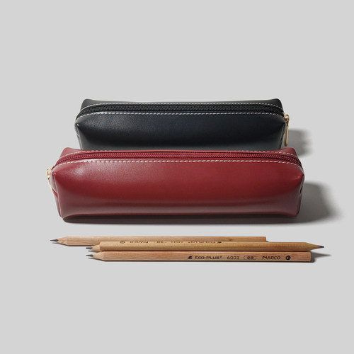 简约黑色文具pu皮质笔袋学生大容量少女心可爱女日系化妆刷收纳袋