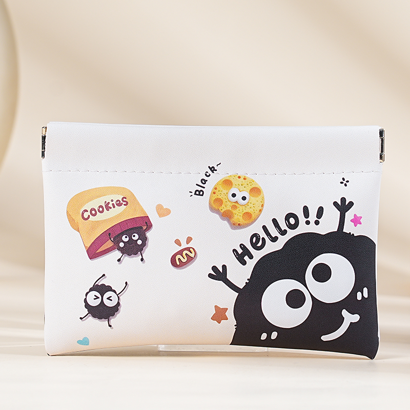 煤球收纳包卡通可爱小巧防水化妆包自动闭合收纳袋便携迷你口红包