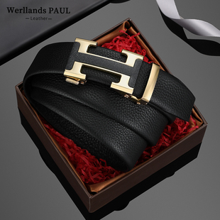 带休闲自动扣腰带商务牛仔裤 商务裤 腰带男皮带 皮带真软皮韩版 男士