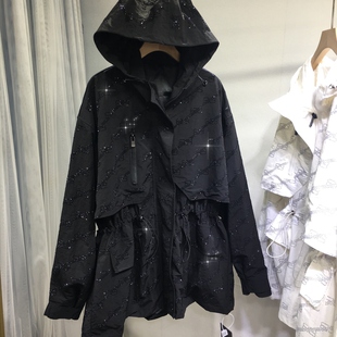 加厚棉服大衣外套女欧货重工烫钻宽松中长款 秋冬百搭显瘦保暖夹棉