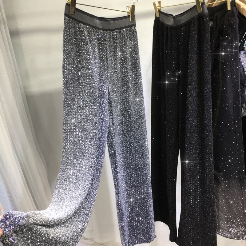 欧货重工烫钻阔腿裤女垂顺凉快冰丝满钻直筒裤子显瘦防蚊长裤夏季,女装/女士精品,休闲裤,淘宝优惠券,粉丝福利购,淘宝优惠卷