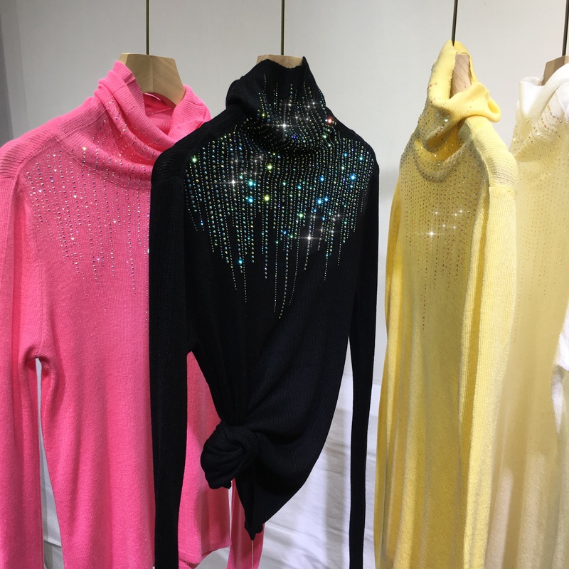 其他针织面料套头高领烫钻