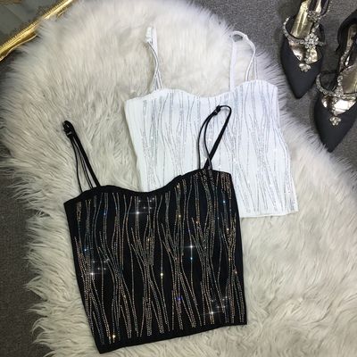 欧货重工烫钻美背女丝滑细肩吊带衫裹胸凉快内搭背心上衣夏季新款