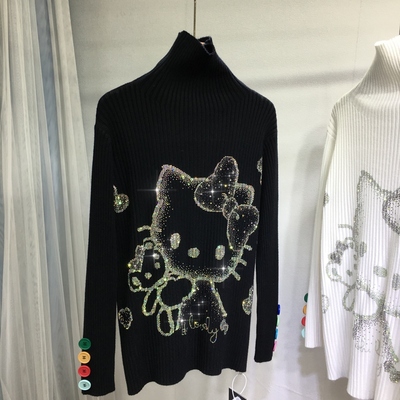欧货重工烫钻毛衣女可爱KT猫