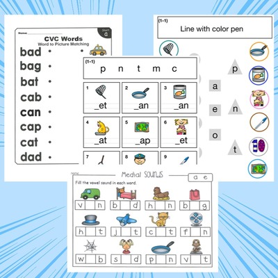 cvc词族单词连线选词填空