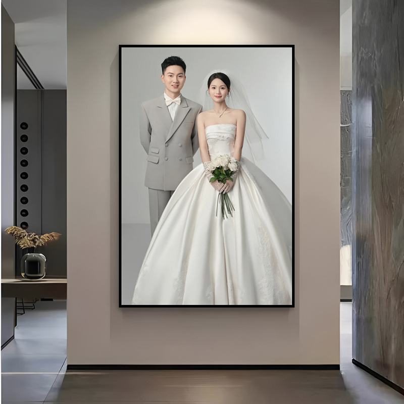 婚纱照放大玄光挂墙大尺寸相框定制客厅多款写真亲子照片冲印放大