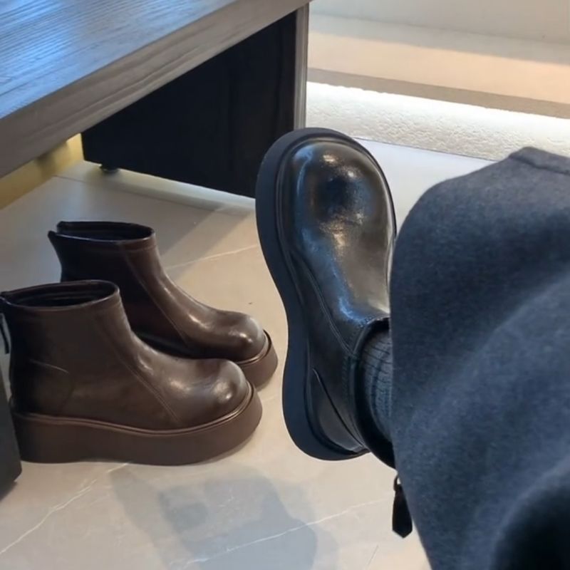 厚底加厚短靴真皮马丁靴