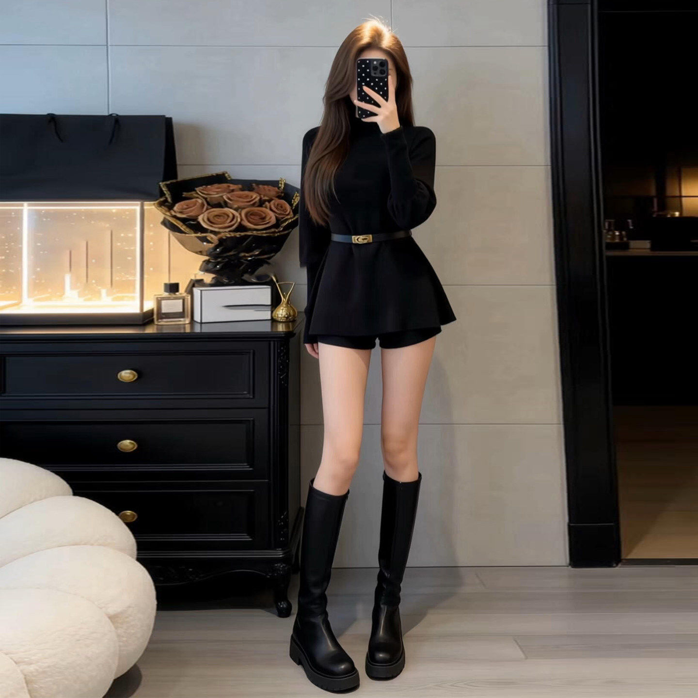 气质穿搭一整套高级感赫本风黑色上衣高腰短裤两件套装2026年春季,女装/女士精品,时尚套装,淘宝优惠券,粉丝福利购,淘宝优惠卷