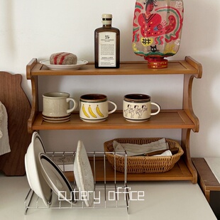 Cutlery 复古中古感桌面杯子收纳置物架杂物整理多层架
