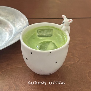 Cutlery | 礼物包装可爱立体兔子猫咪釉下彩陶瓷杯手握咖啡抹茶杯