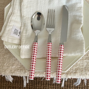Cutlery | 日本制 经典红色格纹圣诞新年氛围不锈钢进口餐具刀叉