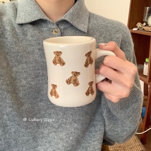 Cutlery 超可爱复古棕色小熊马克杯牛奶咖啡杯圣诞礼物300ml