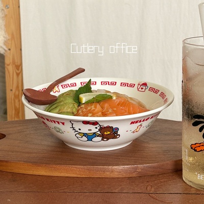 可爱中古风kitty一人食拉面碗