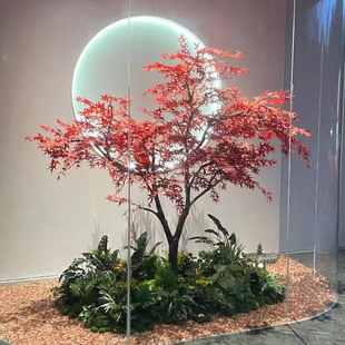 仿真枫叶树假红枫树植物落地客厅装饰假花树田园假树大型绿植造景