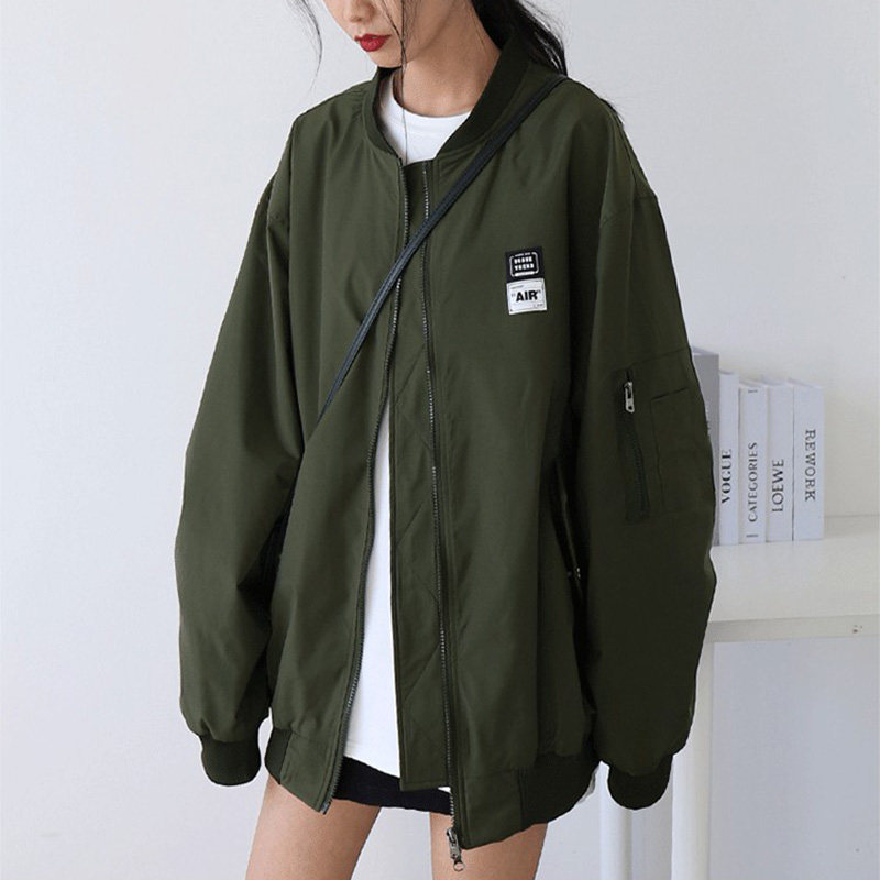 CHIC CV棒球服外套女2025春季新品街头休闲宽松BF风字母贴飞行
