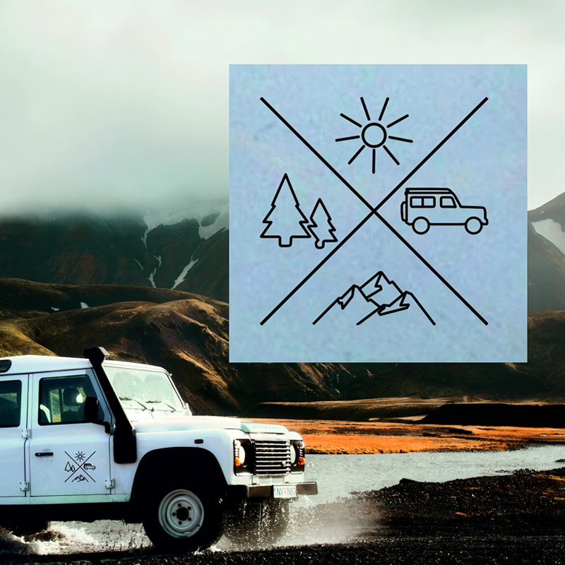 越野车山地和阳光设计4x4贴纸