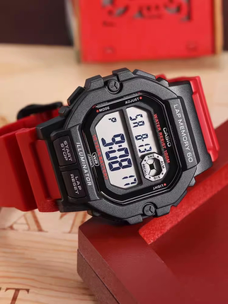 CASIO卡西欧小方块手表男复古学生运动功能WS-1400H-4A