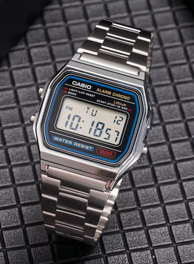 casio卡西欧手表男士复古小方块银表学生女款石英电子A158W A159W