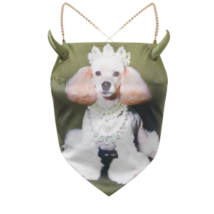 贵宾犬魔鬼角肚兜 戴绿宝石 印花性感外穿吊带上衣 Nodress