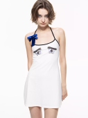 Nodress 白色 cry 哭泣眼睛印花吊带裙