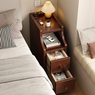 床头柜实木小型极窄床边夹缝置物柜超窄家用卧室30cm宽迷你窄柜