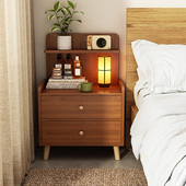 床头柜2025新款 简约现代卧室家用收纳柜简易实木腿出租房用置物架