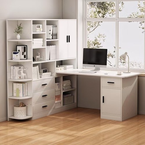 书桌书架一体桌学生家用写字桌转角电脑桌卧室简易办公桌L型书桌