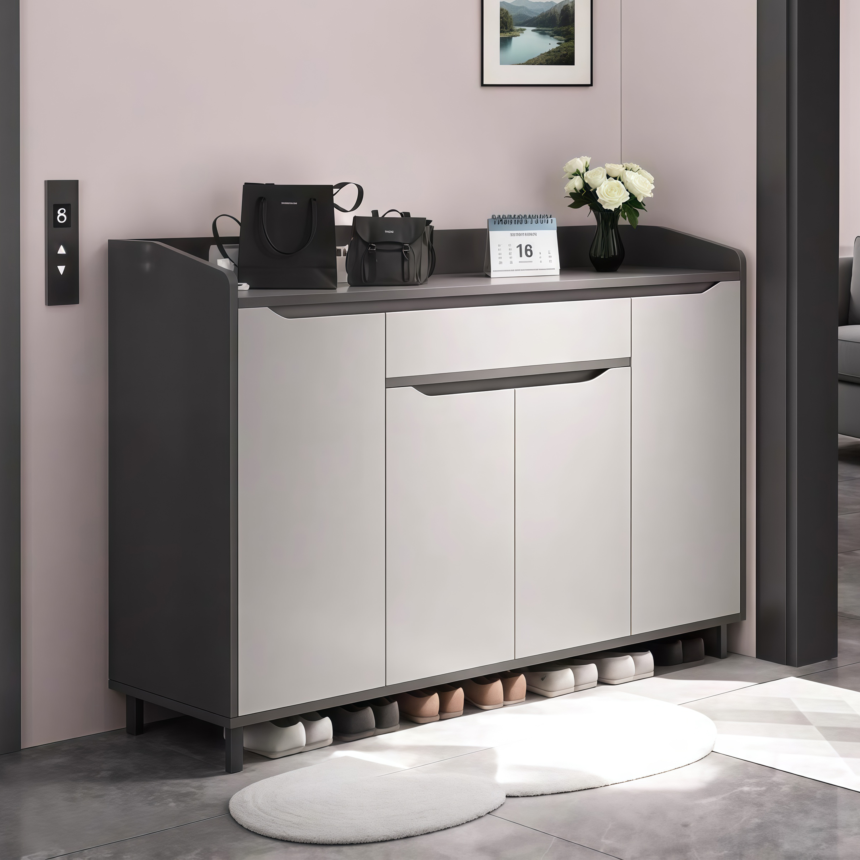 2025新款入门鞋柜门外走廊用带门鞋柜家用门口楼道外走廊入户玄关