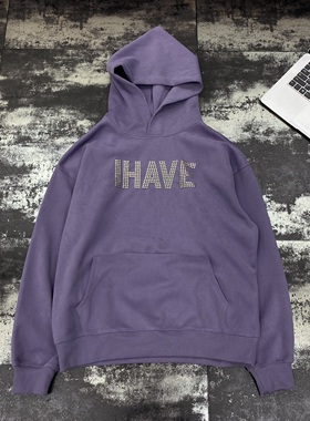 MXS2025秋季新款紫色铆钉字母美式潮流连帽卫衣情侣款百搭简约