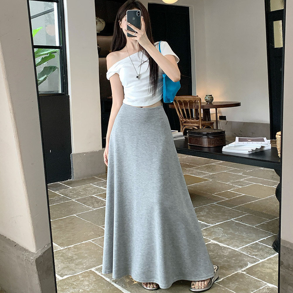 半身裙女夏新款垂感显瘦拖地长裙