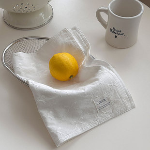 nicethings韩系ins风白色蝴蝶结刺绣餐垫 双层餐巾全棉拍照背景布