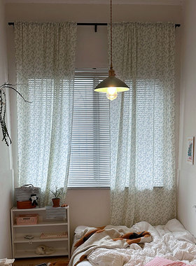 美！nicethings自制ins风蓝色印花隔断帘 韩系门帘子 窗帘半透光