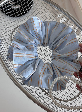 nicethings 小清新海盐蓝色条纹发圈发饰 韩系ins风温柔甜美棉质