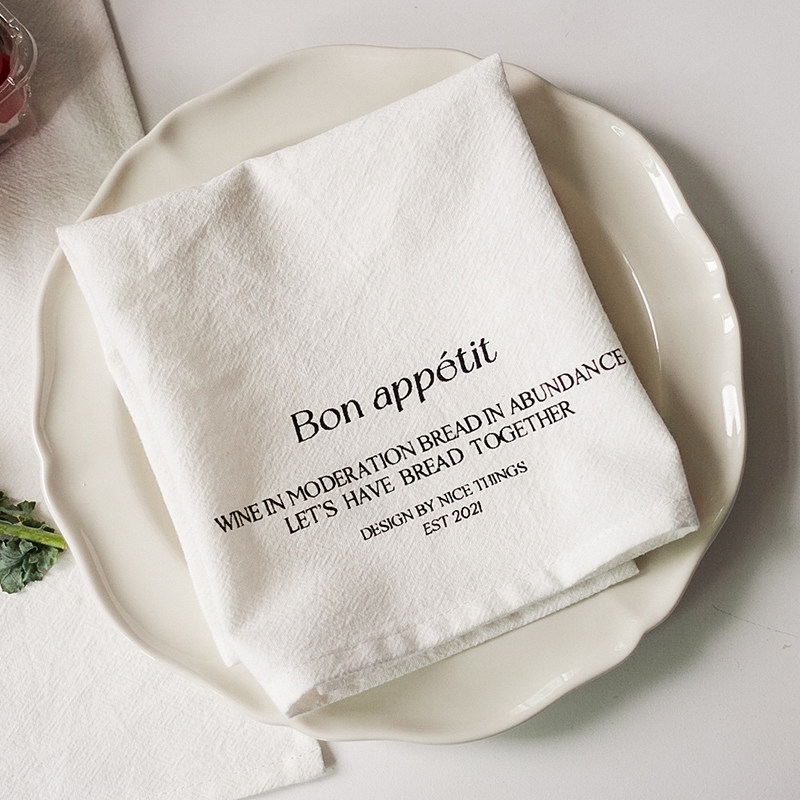 nicethings自制黑色印花餐布