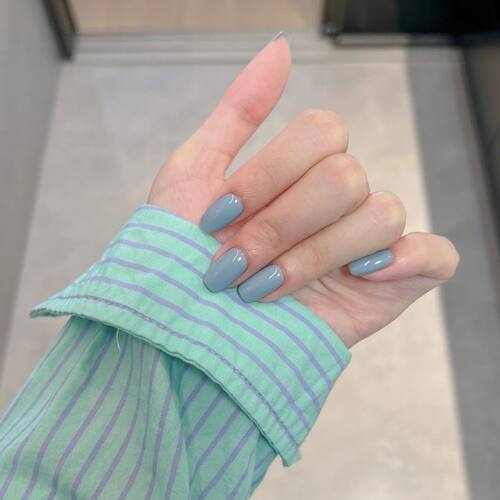 简约雾霾蓝显白百搭穿戴甲