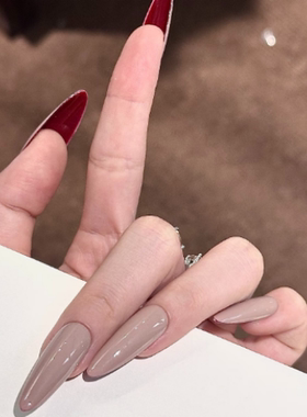 f30 70穿戴甲红色高跟鞋显白高级百搭轻奢裸色新款长杏仁显白美甲