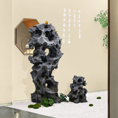 仿真太湖石装饰摆件玻璃钢假山造景室内楼梯下景观拍摄道具石组合