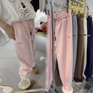 百搭哈伦长裤 胖mm300斤韩版 加绒加厚宽松大码 女秋冬季 子 收脚卫裤