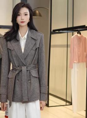 专柜同款哥家2025秋新款高级感绵羊毛知性风中长款西装外套140083