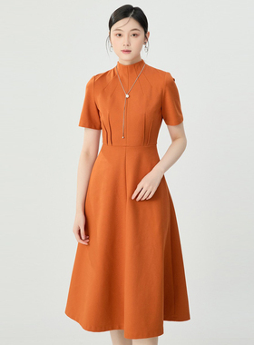 专柜正品2025春夏装新款气质优雅收腰短袖连衣裙子女1500531