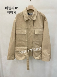 韩国东大门代购LAKE-A 26春新款时尚口袋百搭显瘦工装外套含腰带