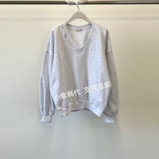 韩国东大门代购ANOTHER AVENUE26春新款时尚百搭显瘦V领长袖T恤女