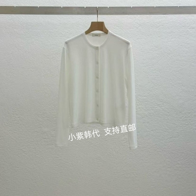 韩国东大门代购STATEMENT 26春纯色净版系扣百搭长袖开衫T恤女