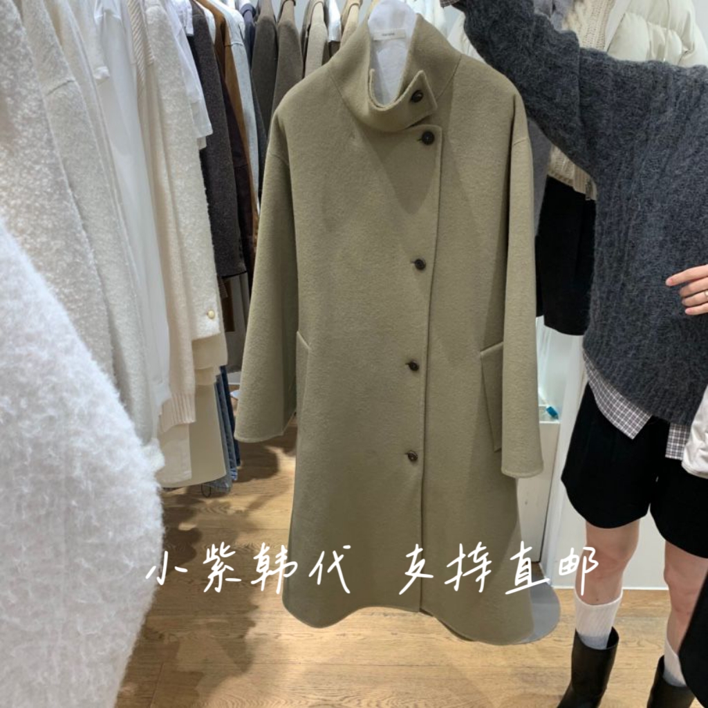 VERVEINE韩国东大门代购2025秋冬新款时尚百搭立领毛呢大衣外套女